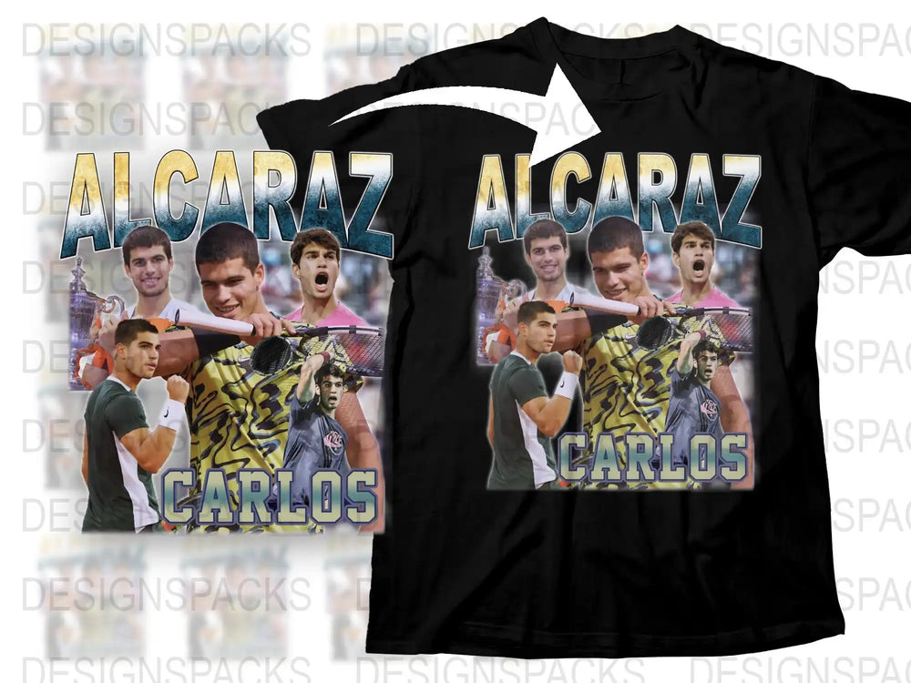 Alcaraz Carlos Tennis Star Graphic T-Shirt, Sports Fan Apparel, Casual Athletic Wear, Men's Fashion Tee, Unique Gift Idea