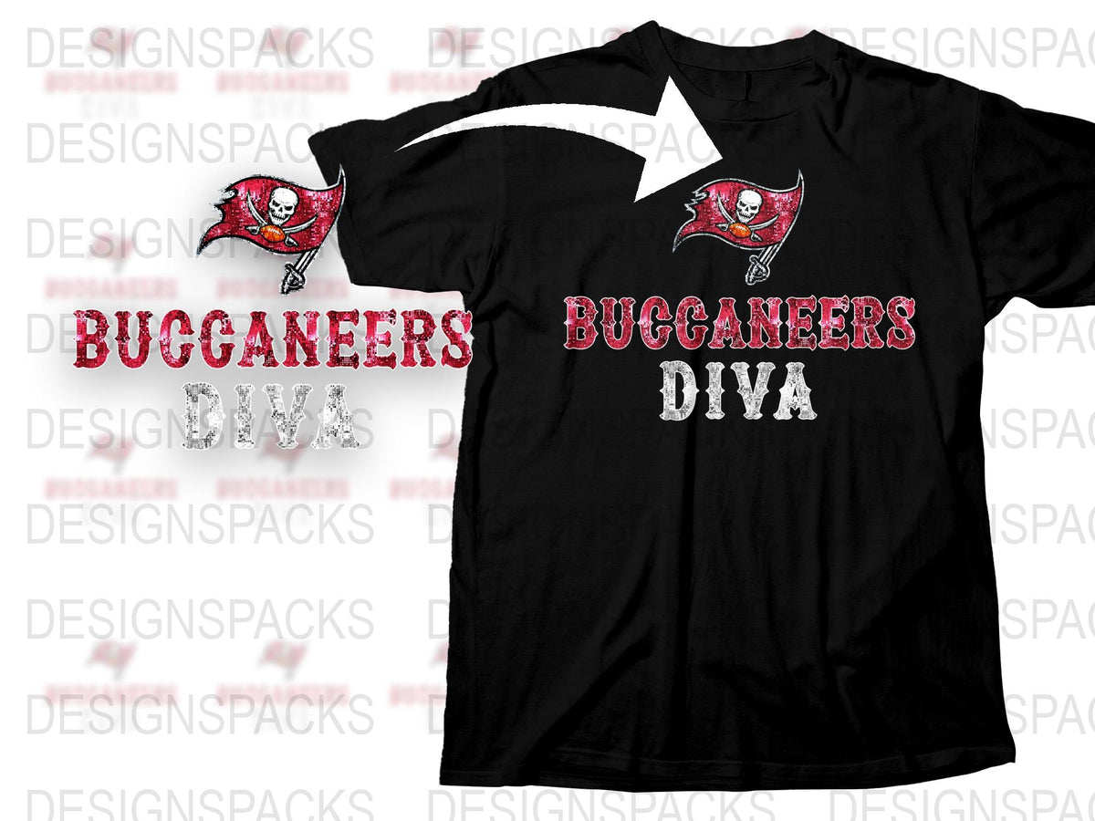 Buccaneers Diva T-Shirt, Women's Black Tee, Football Fan Apparel, Graphic Sports Shirt