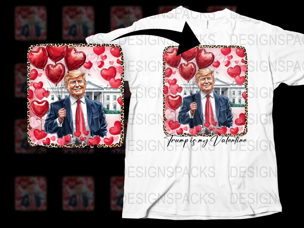 Donald Trump Valentine's Day T-Shirt, Funny Political Gift, Heart Balloon Graphic Tee