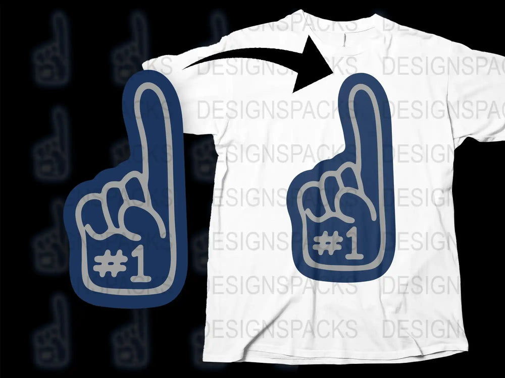 Number One Foam Finger Graphic T-Shirt, Unisex Sports Fan Tee, White Casual Apparel, Game Day Shirt