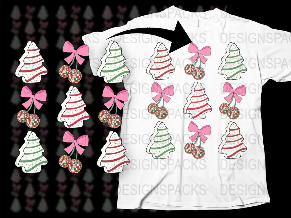Christmas Tree and Bow Stickers, Festive Holiday Decals, Colorful Tree Designs, Perfect for Seasonal Crafts and Decorations