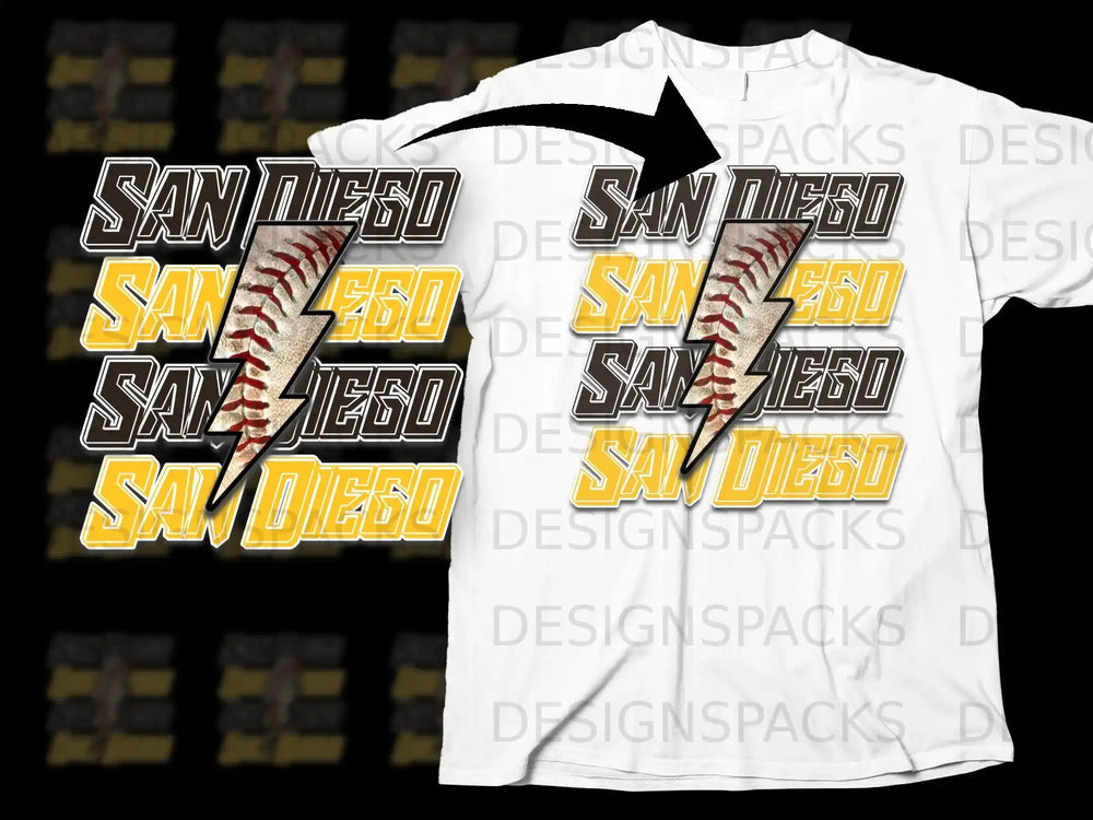 San Diego Baseball Lightning Graphic T-Shirt