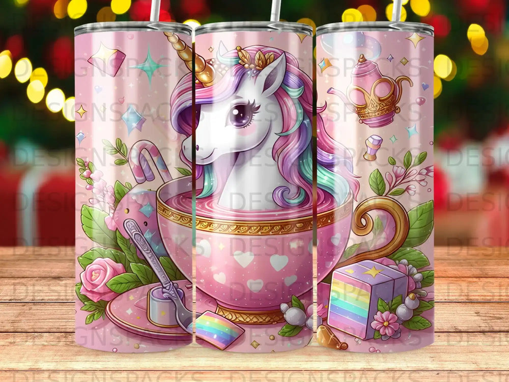 Pink Unicorn Teacup Rainbow Cake Sparkle Tumbler product type