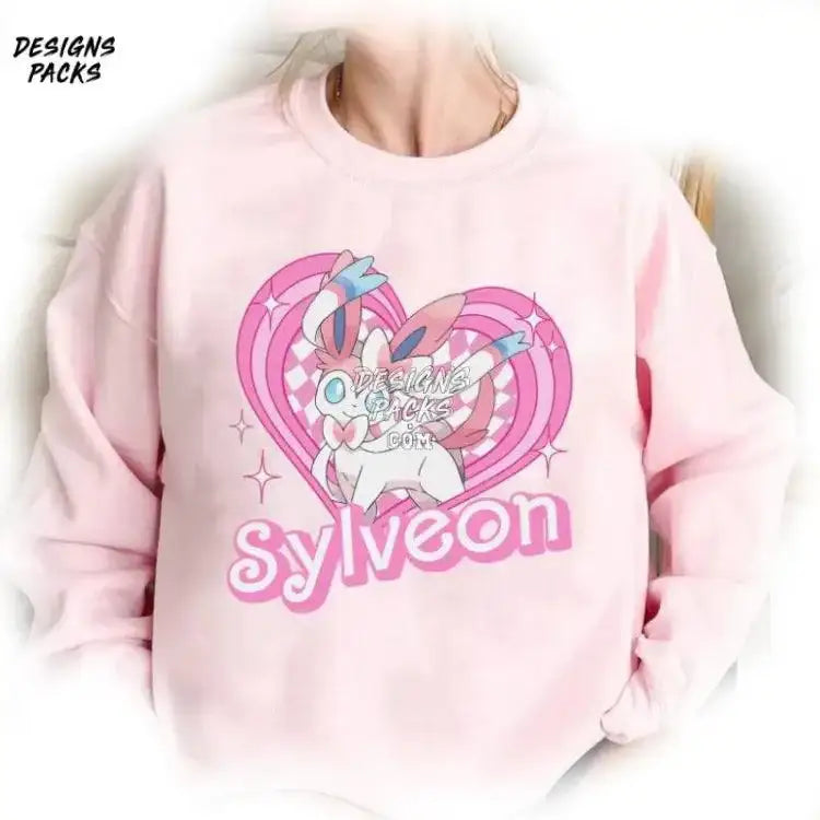 Eevee Evolution Sylveon Anime Fan Pkm Pink Doll Heart Style Png Design