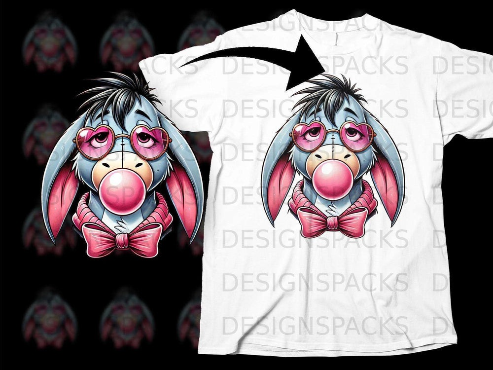 Pink Bubblegum Donkey Heart Sunglasses T-shirt