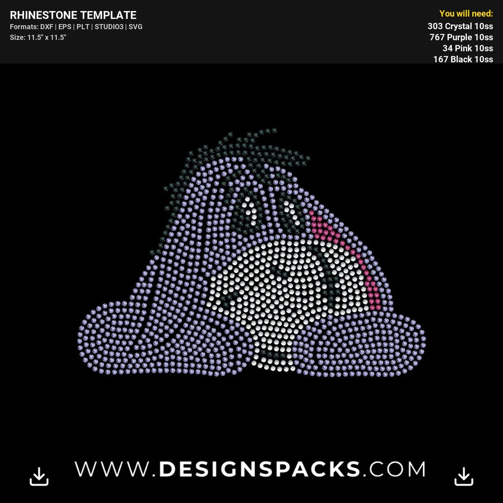 Eeyore Winnie Pooh Donkey Rhinestone Digital Template