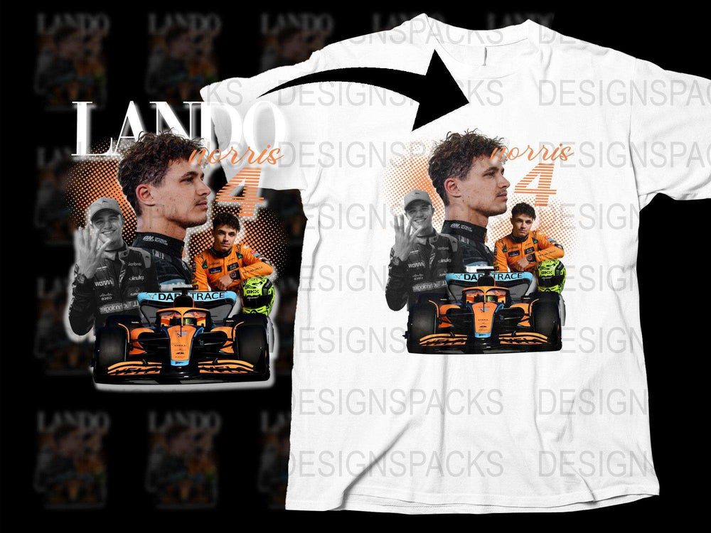 Lando Norris F1 Racing Graphic T-Shirt, McLaren Driver Race Car Design, Motorsport Fan Apparel, Unique Sports Gift Idea
