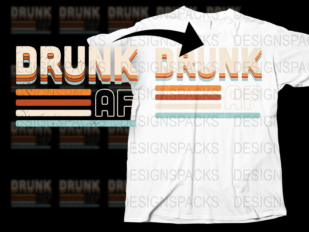 Drunk AF Funny Quote T-Shirt, Retro Style Graphic Tee, Unisex Party Shirt, Casual Wear Cotton Top