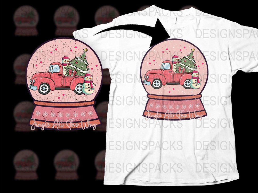 Vintage Red Truck Christmas T-Shirt, Snow Globe Graphic Tee, Holiday Festive Apparel for All Ages