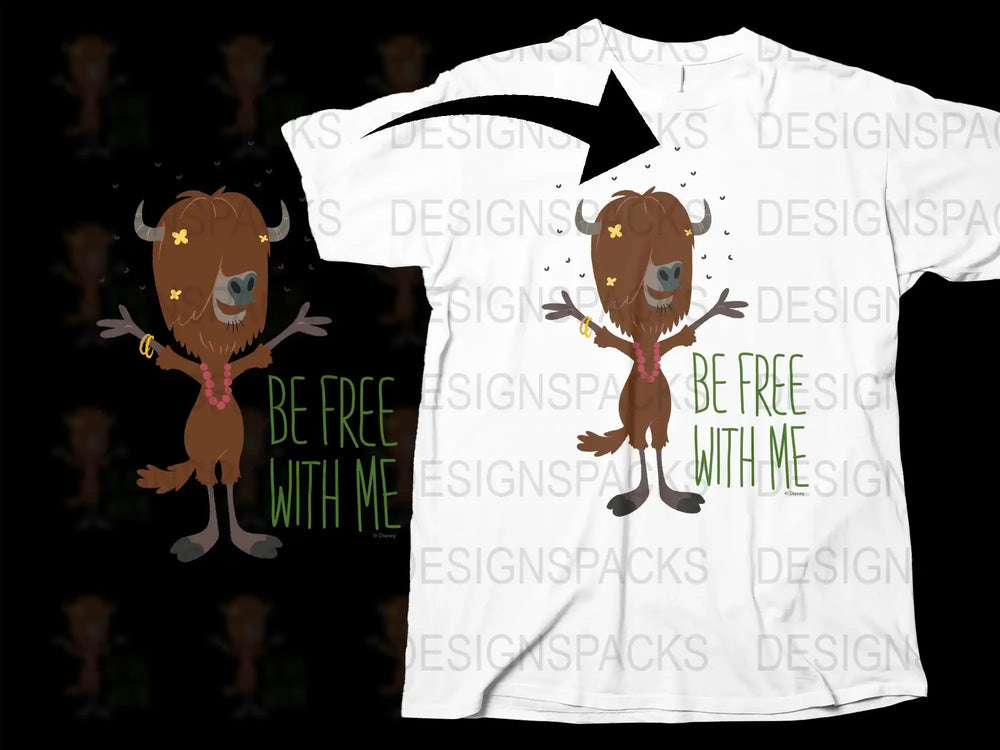 Whimsical Dancing Bear T-Shirt, 'Be Free With Me' Graphic Tee, Unique Animal Design, Kids and Adults Sizes Available