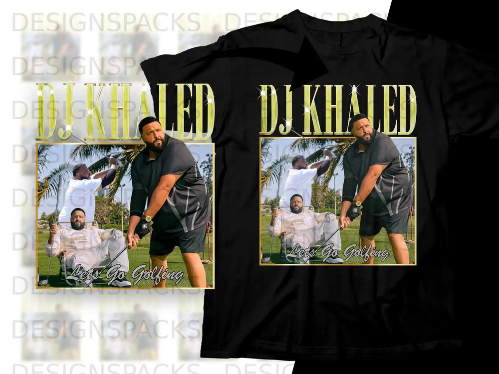 DJ Khaled shirt with golf scene and text "Let's Go Golfing."