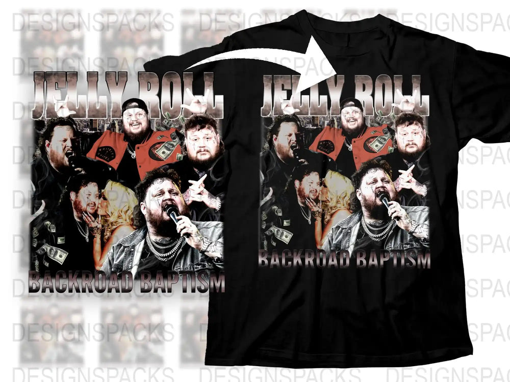 Jelly Roll Backroad Baptism Graphic T-Shirt, Hip Hop Artist Merch, Music Fan Apparel, Concert Tee, Men's and Women's Sizes Available