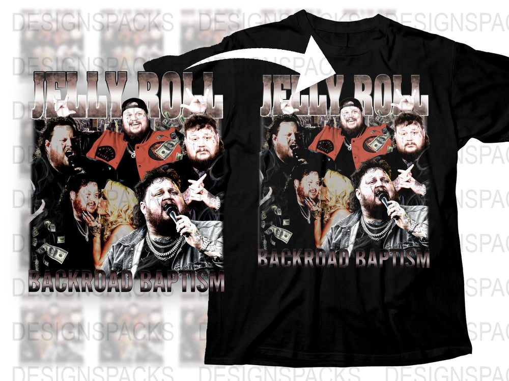Jelly Roll Backroad Baptism Graphic T-Shirt, Hip Hop Artist Merch, Music Fan Apparel, Concert Tee, Men's and Women's Sizes Available