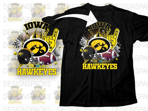 Iowa Hawkeyes T-Shirt, Vintage Sports Graphic Tee, College Football Fan Apparel, Black and Yellow