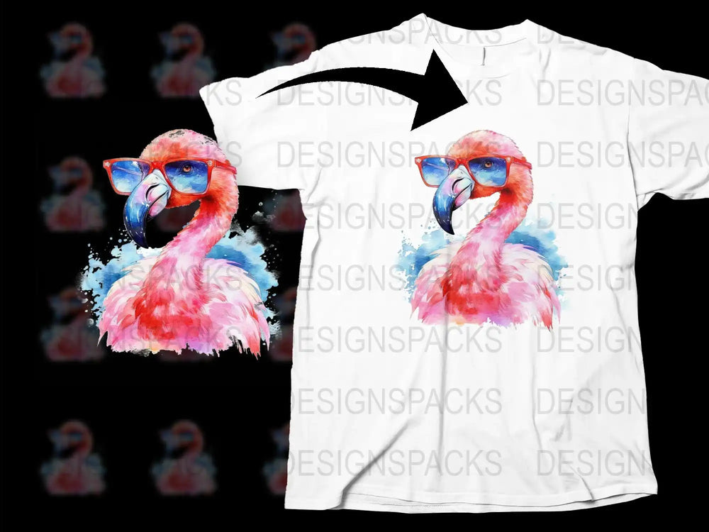 Colorful Flamingo Graphic T-Shirt, Watercolor Bird Design, Unique Summer Tee, Trendy Animal Print Top for All Ages