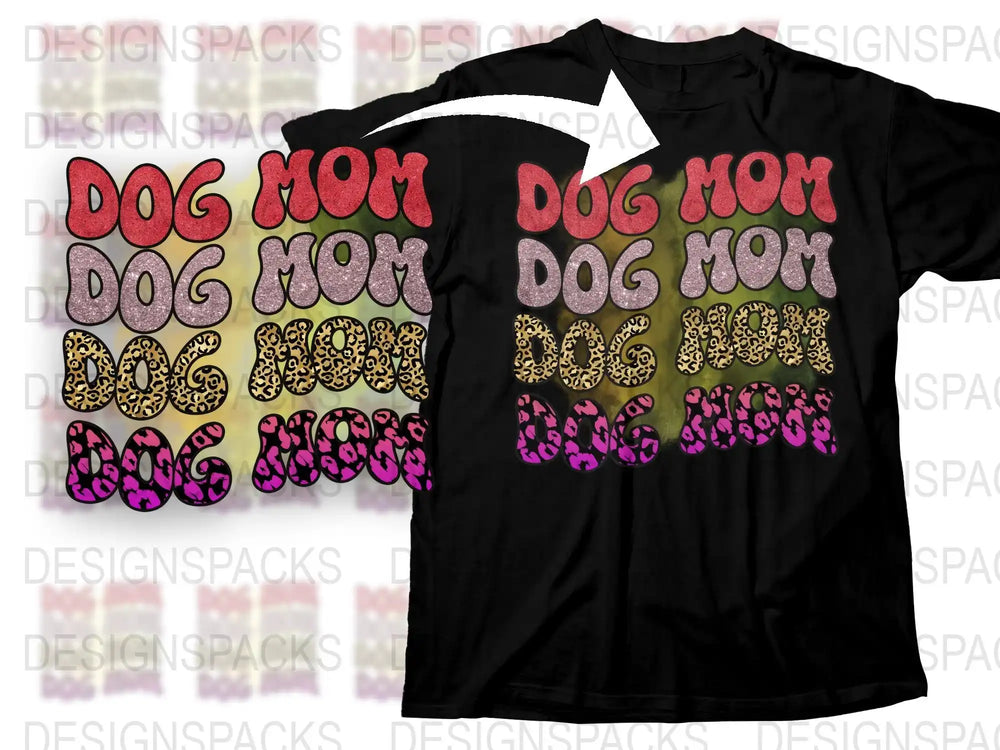 Dog Mom T-Shirt with Leopard Print, Animal Pattern Women's Fashion Tee, Gift for Pet Lovers, Casual Wear Top