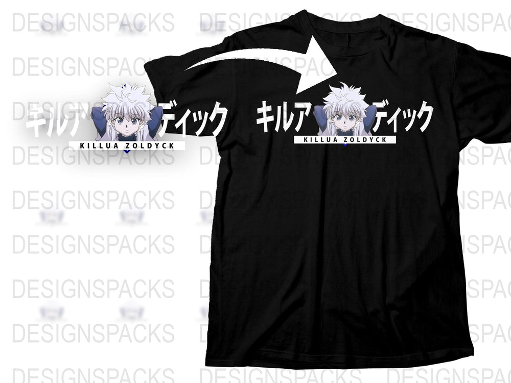 Killua Zoldyck Anime T-Shirt, Hunter x Hunter Graphic Tee, Black Cotton Shirt, Unisex Manga Apparel