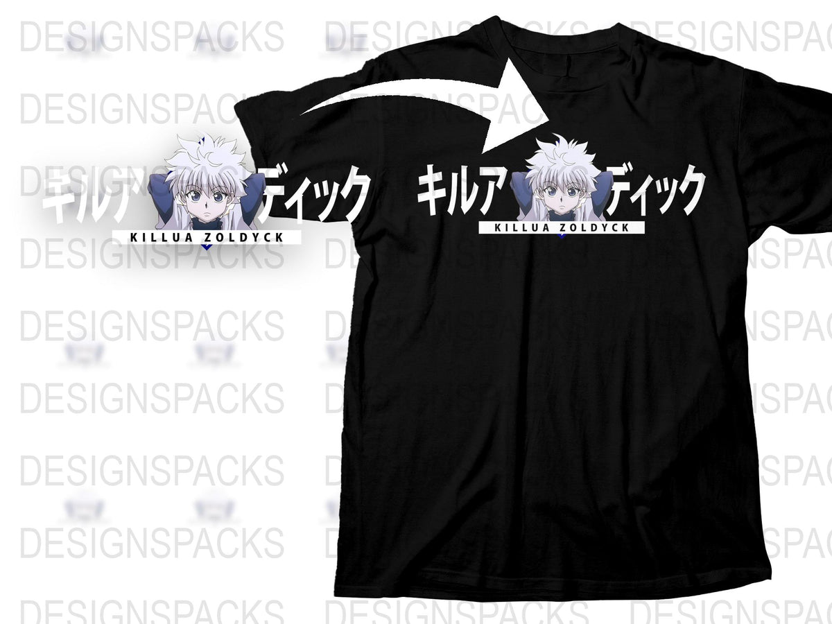 Killua Zoldyck Anime T-Shirt, Hunter x Hunter Graphic Tee, Black Cotton Shirt, Unisex Manga Apparel