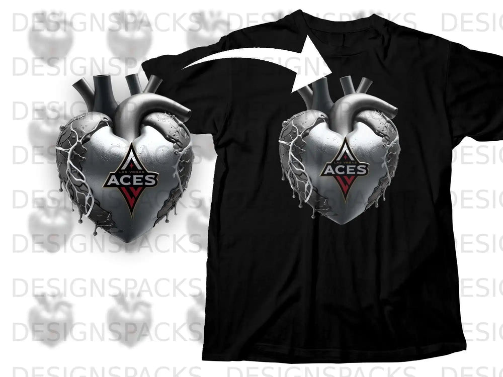 Las Vegas Aces Metallic Heart Graphic T-Shirt