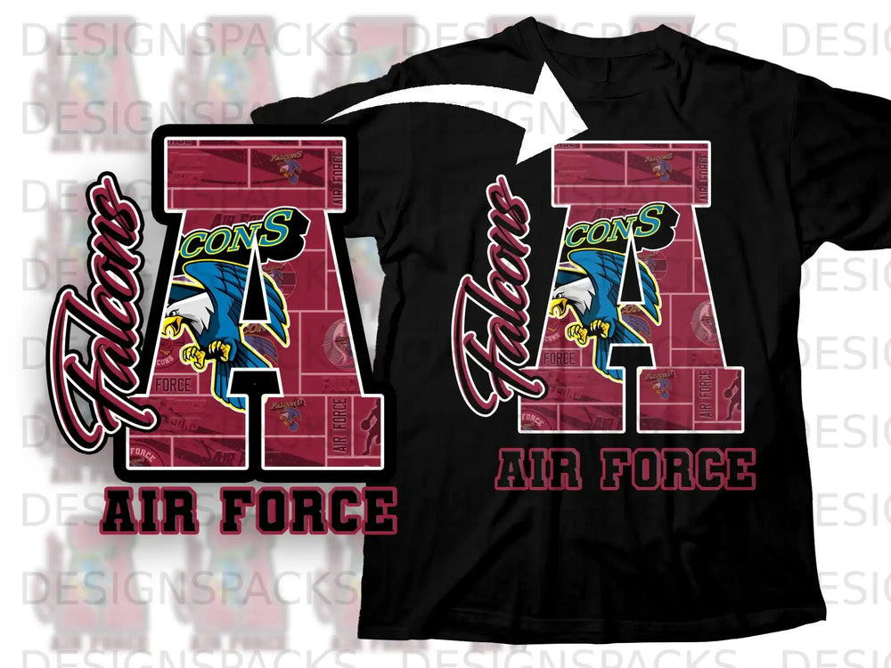 Falcons Air Force Graphic Printed T-Shirt