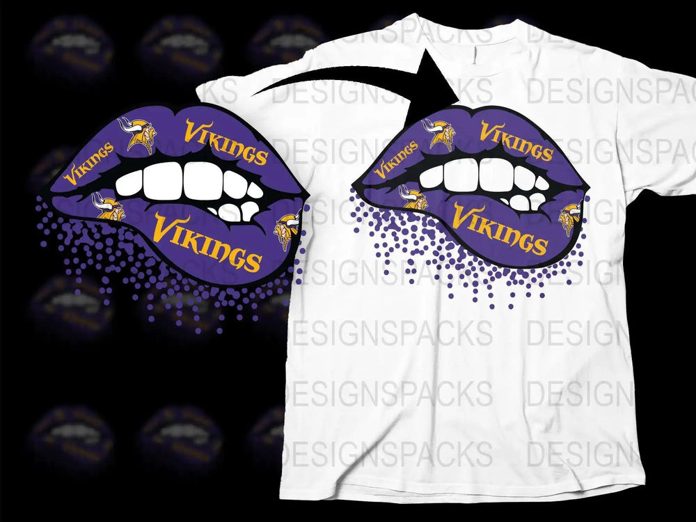 Viking Teeth Graphic T-Shirt, Purple and White, Men's Sports Fan Apparel, Unique Team Support Shirt
