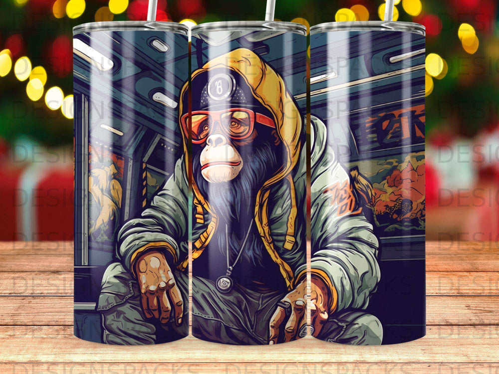 Stylized monkey wearing hoodie and goggles, sitting in a cockpit.