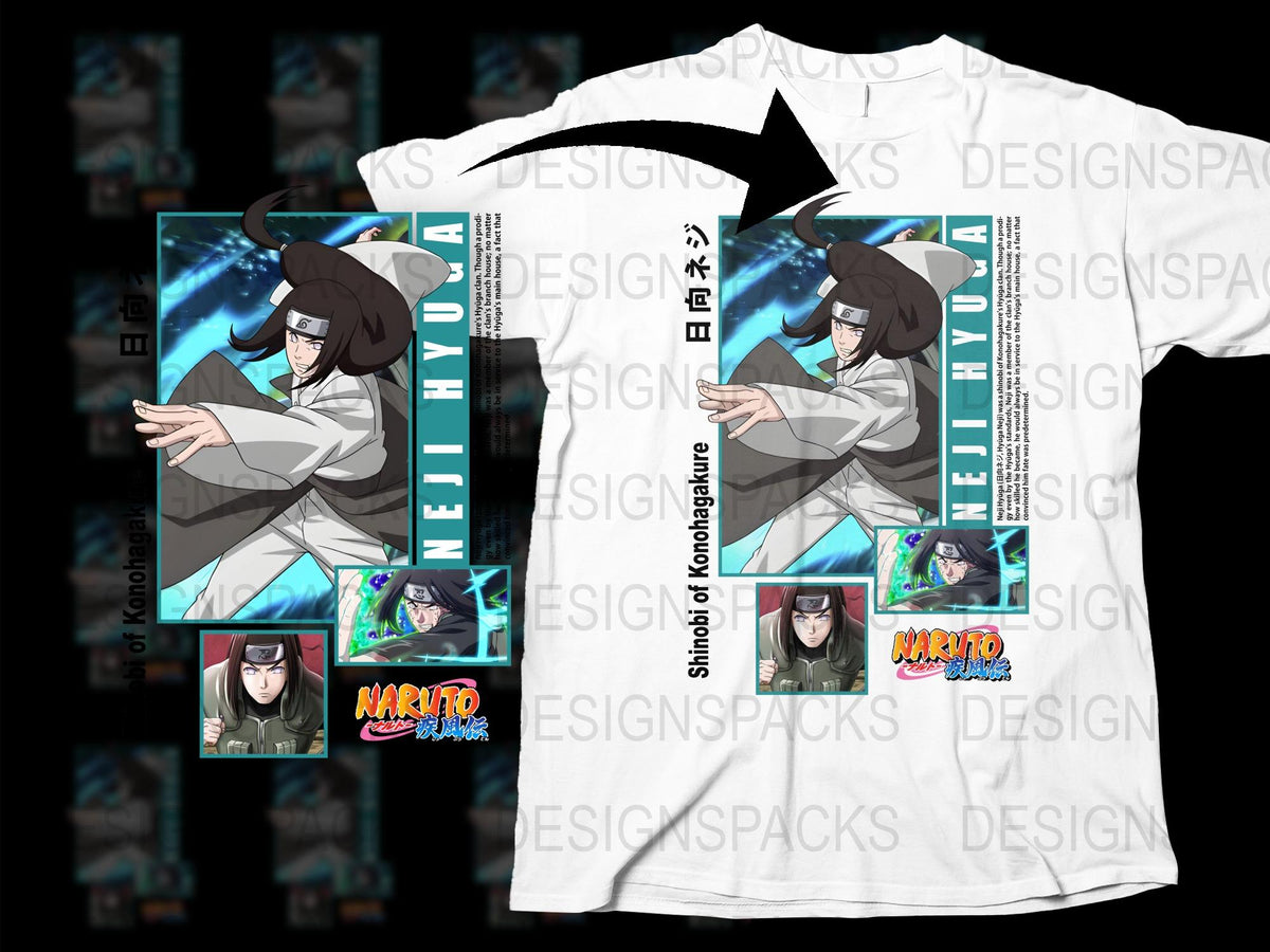 Anime Naruto T-Shirt, Neji Hyuga Graphic Tee, Unisex Manga Shirt, Full Print Design, Casual Apparel
