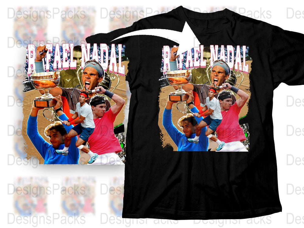 Rafael Nadal Tribute T-Shirt, Tennis Champion Graphic Tee, Men's Sports Casual Wear, Tennis Fan Gift Idea