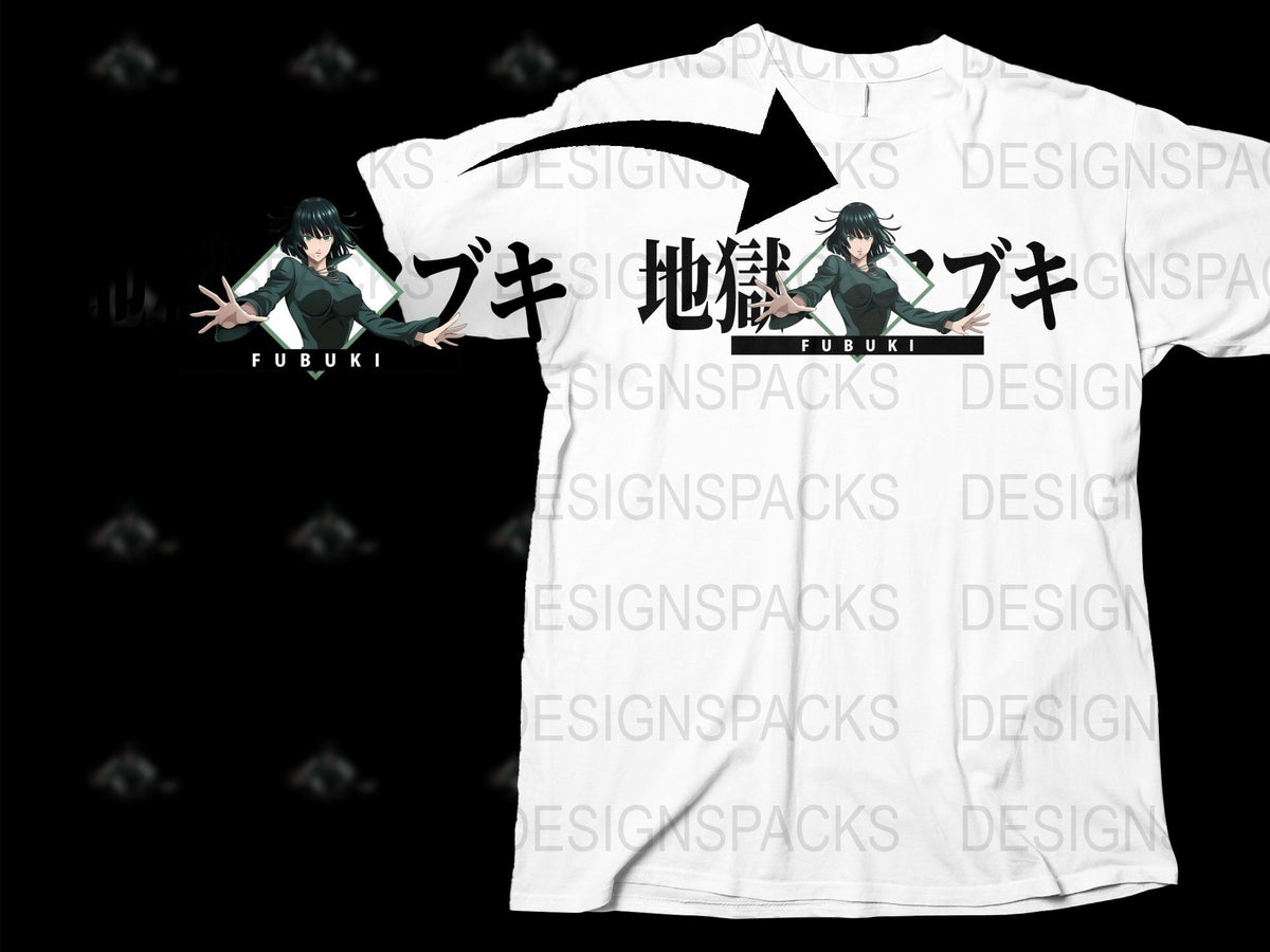 Anime Graphic T-Shirt, Fubuki Character Design, Japanese Text, Casual Wear, Unisex Cotton Tee