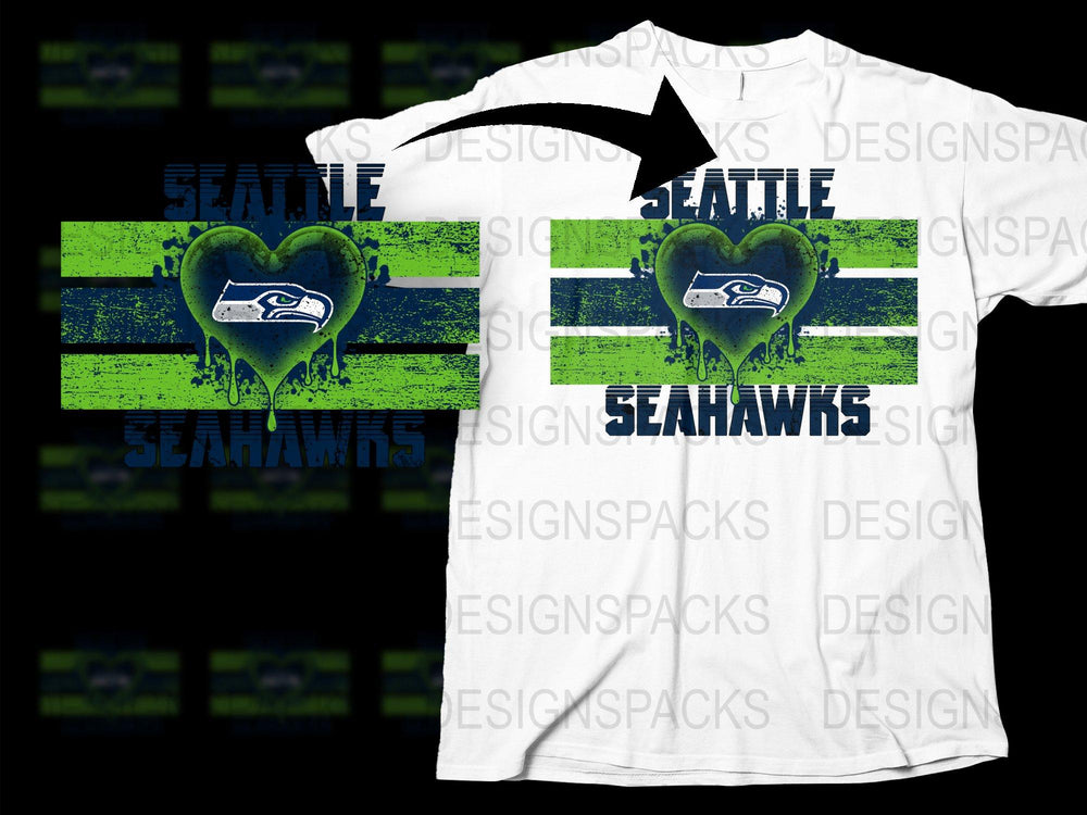 Seattle Seahawks T-Shirt Distressed Print White Tee Sports Fan Apparel NFL Team