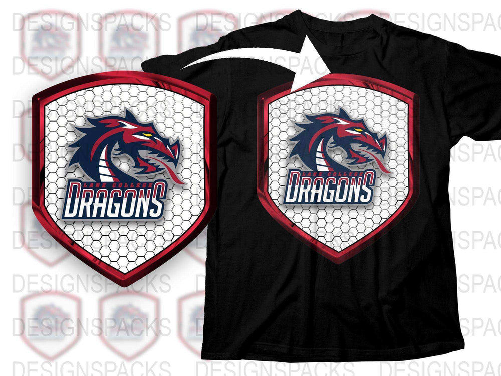 Men's Dragon Graphic T-Shirt, Sports Team Logo Tee, Casual Athletic Shirt, Stylish Game Day Gear