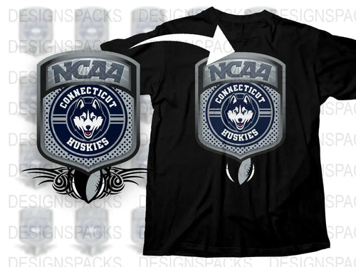 NCAA Connecticut Huskies T-Shirt, College Sports Team Apparel, Black Crew Neck Tee, Unisex Graphic Shirt