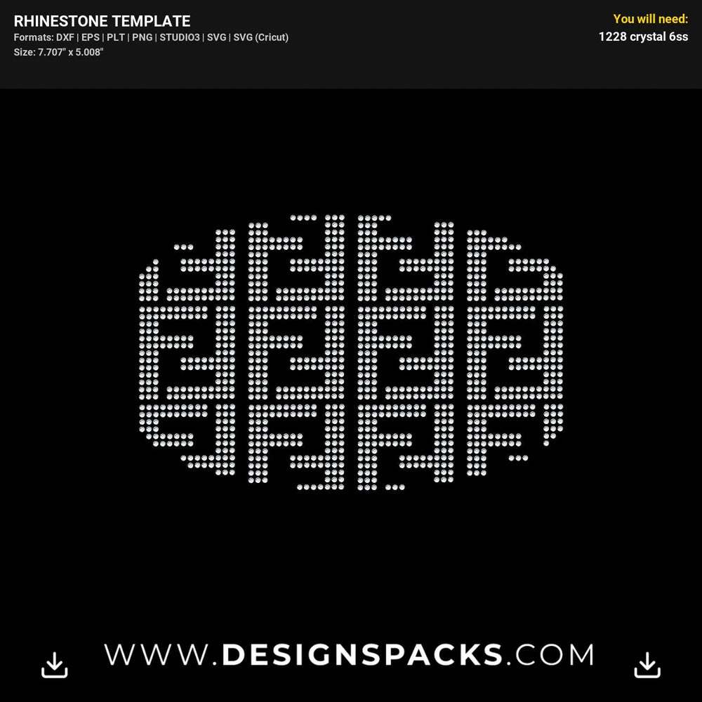 Elegant Face Mask Pattern Five Rhinestone Digital Template