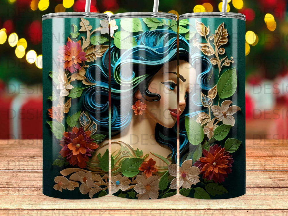 Elegant Quilled Floral Tumbler Digital Wrap Design
