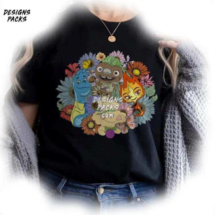 Elemental City Citizen Floral Cartoon Png Design