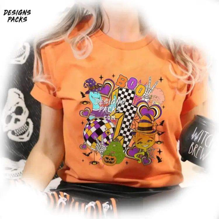 Elemental Movie Halloween Family Matching Cartoon Checkered Png Design