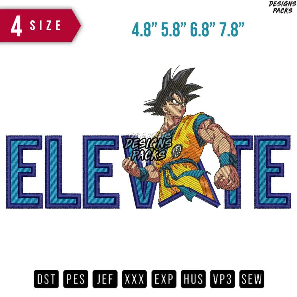 Elevate Goku Anime Embroidery Design