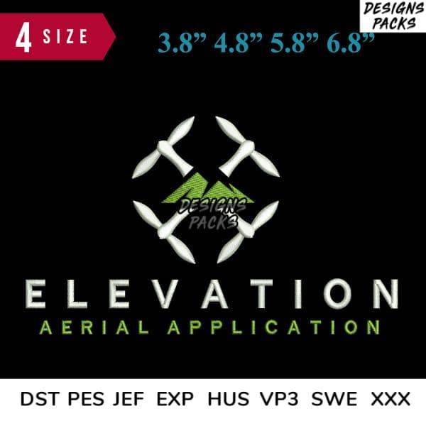 Elevation Aerial Application embroidery design in 4 sizes, compatible with DST PES JEF formats for instant download