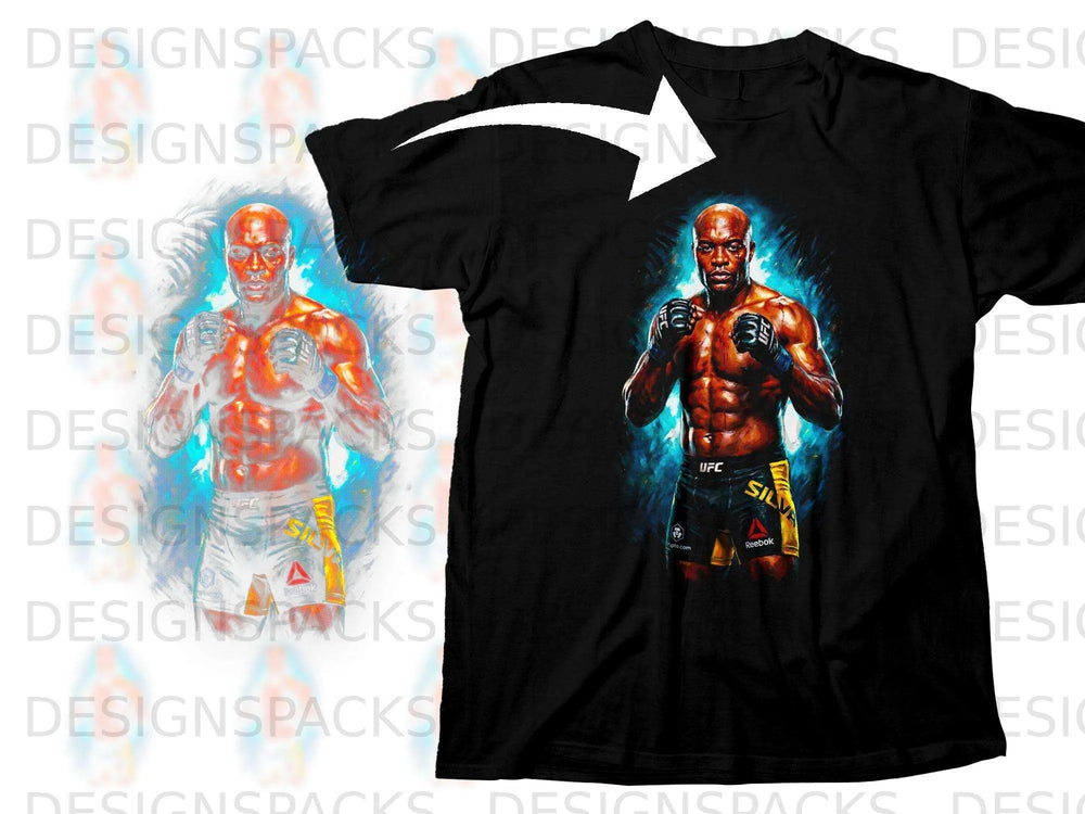 Black t-shirt featuring Anderson Silva with UFC and Reebok logos.