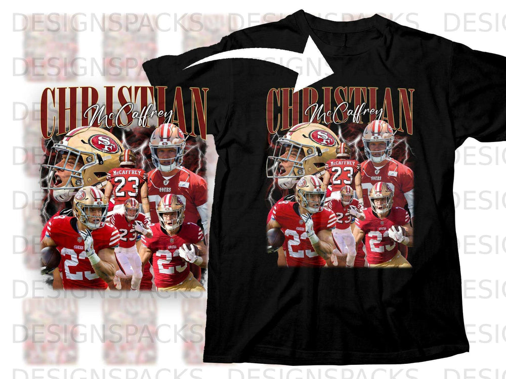 Christian McCaffrey 23 49ers graphic t-shirt.