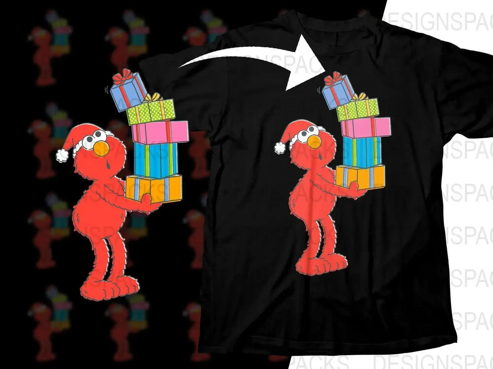 Elmo Santa Hat Carrying Presents Christmas Png Digital Download