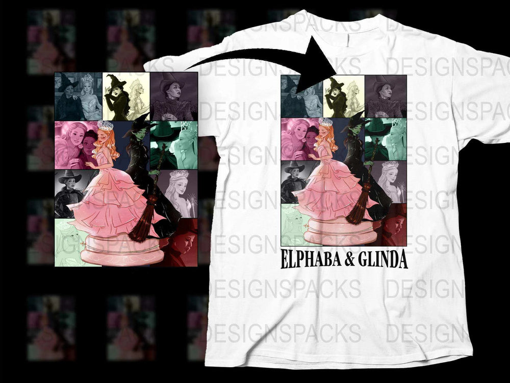 Wicked Musical Inspired T-Shirt Elphaba and Glinda Graphic Tee Broadway Fans Unique Gift Idea