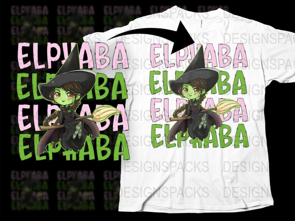 Elphaba Inspired Witch Graphic T-Shirt, Green Witch Art, Broadway Musical Fan Apparel, Unique Fantasy Tee Design, Magical Character Shirt