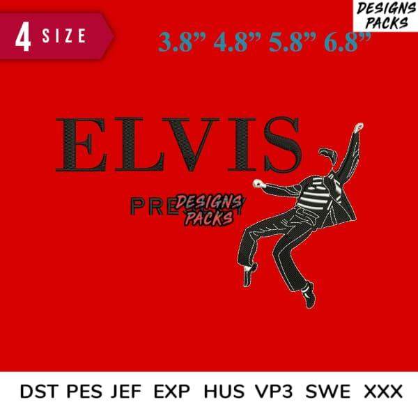 Elvis Presley embroidery design in 4 sizes, print-ready formats for DTG, DTF, and tumbler wraps