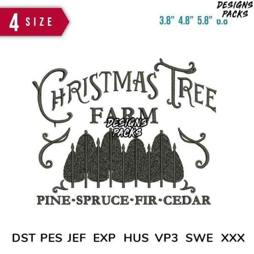 Christmas Tree Embroidery Design 3.8