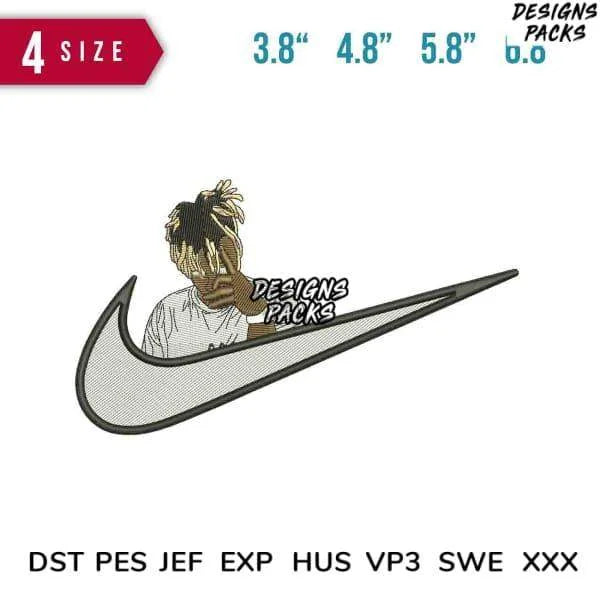 Swoosh Juice wrld Embroidery Design 3.8" 4.8" 5.8" 6.8"