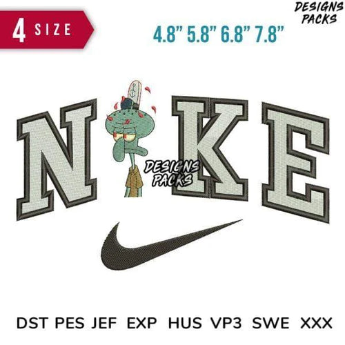 Swoosh Squidward Embroidery Design 4.8