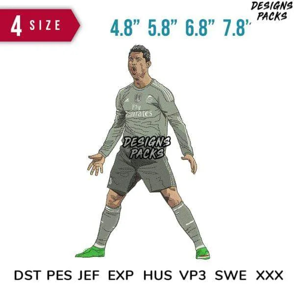 Ronaldo Shout Embroidery Design 4.8" 5.8" 6.8" 7.8"