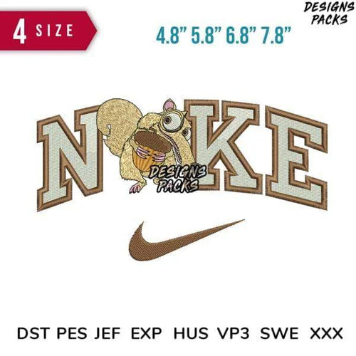 Swoosh Scrat Embroidery Design 4.8