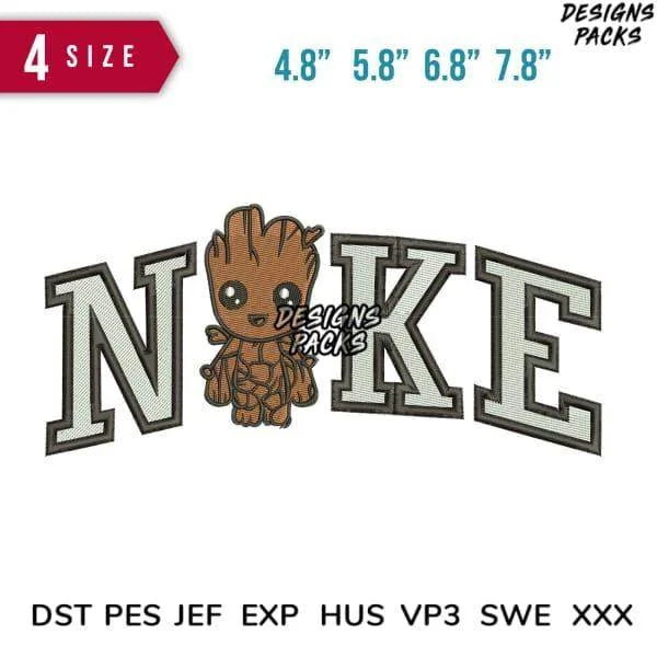 Swoosh Groot brown Embroidery Design Multi Sizes